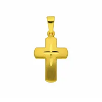 Kreuzkette ADELIA ́S "Halskette - Kreuzkette mit Kreuz Anhänger aus 585 Gold", gold, Halsketten, Damen, Gelbgold 585 Gold, Gelbgold 585, Gold, Kreuzkette, Schmuckset mit bis 45 cm stufenlos verstellbarer 925 Silber Halskette
