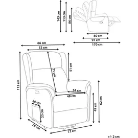 Beliani Fernsehsessel ELEGY Polyester 72 x 86 x 80 cm Hellgrau elektrisch mit Fußstütze