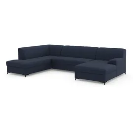 Home Affaire Wohnlandschaft HOME AFFAIRE "Balme, moderne Formensprache, zeitloses Design, U-Form", blau (dunkelblau), B:297cm H:75cm T:195cm, 100% Polyester, Sofas, Wohnlandschaft, Inkl. Zierkissen, wahlweise mit Bettfunktion