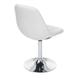 Mendler 2er-Set Esszimmerstuhl HWC-A60, Stuhl Drehstuhl, Chrom ~ Kunstleder weiß