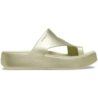 Crocs Damen Getaway Zehensteg Plateau Sandalen, Champagner-Metallic, 7 - 37 EU