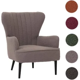 Mendler Lounge-Sessel HWC-K37 Bouclé 75 x 80 x 75 cm hellgrau mit Kissen