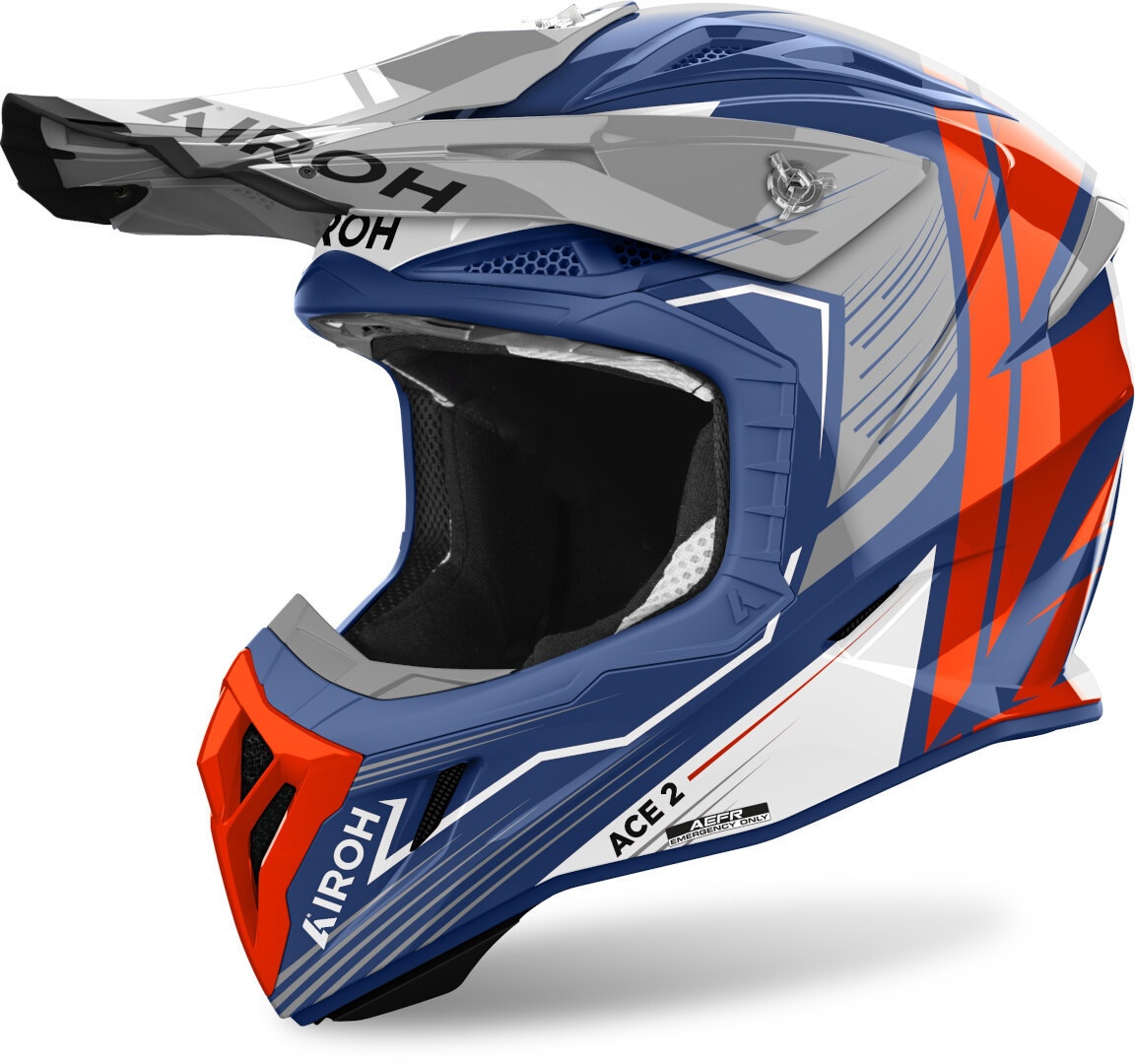 Airoh Aviator Ace 2 Engine Motorcross Helm, blauw-oranje, L Voorman