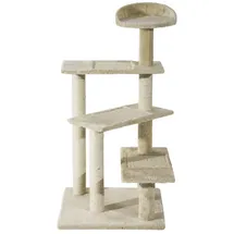 PawHut Kratzbaum mit Sisalsäulen, Katzenkratzbaum, Katzen Kletterbaum, Katzenbaum, Beige, 50 x 50 x 100 cm