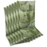 Sesselauflagenset, Grau, Grün, Textil, 6-teilig, Blätter, Füllung: Schaumstoff, Vlies, 48x5x118 cm, Oeko-Tex® Standard 100, pflegeleicht, für den Außenbereich geeignet, mittels Gurtband zu befestigen, Outdoor-Kissen, Gartenstuhlauflagen, Hochlehner-Auflagen