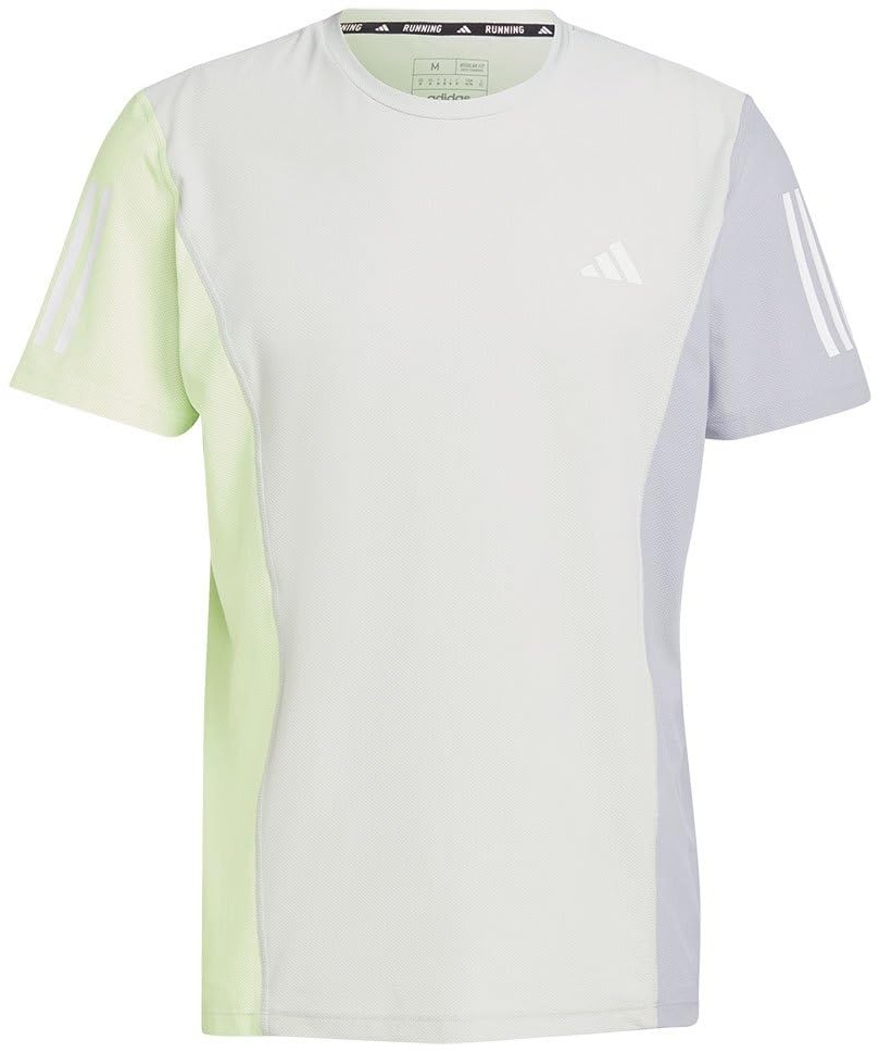 adidas Men's Own The Run Colorblock Tee T-Shirt, Linen Green/Green Spark/Halo Silver, M Tall