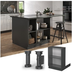 Regalinselunterschrank Küchenschrank Küchenmöbel Fame-Line Anthrazit 60 cm modern Küche Einbauküche Kücheninsel Einlegeboden Blende Küchenunterschrank Küchenzeile Regal Aufbewahrung