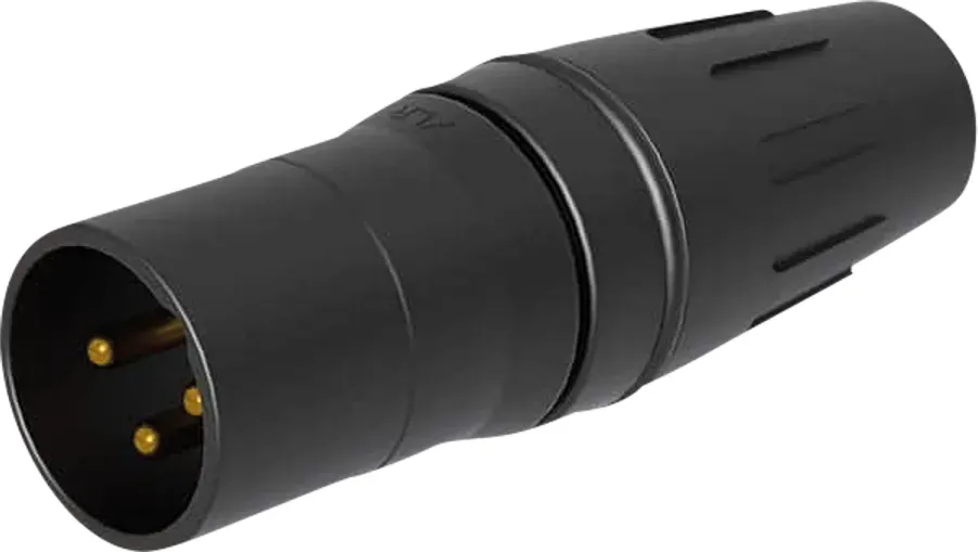 SEETRONIC XLR 3P Connector - male Goldkontakte - schwarzes Gehäuse