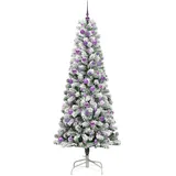 vidaXL Künstlicher klappbarer Weihnachtsbaum Grün/Weiß 210 cm