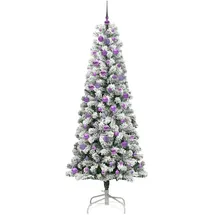 vidaXL Künstlicher klappbarer Weihnachtsbaum Grün/Weiß 210 cm
