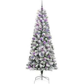 vidaXL Künstlicher klappbarer Weihnachtsbaum Grün/Weiß 210 cm