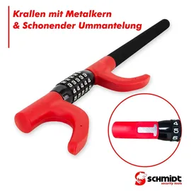 SCHMIDT security tools Lenkradkralle, Extra Langes Lenkradschloss, Wegfahrsperre, PKW Diebstahlschutz, Lenkradsperre mit schlüssellosem