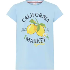 KangaROOS T-Shirt "Kangaroos T-Shirt Zitrone", Mädchen, Gr. 128/134, hellblau, Single Jersey, Obermaterial: 100% Baumwolle, bedruckt, Basic, Rundhals, Shirts T-Shirt, für Mädchen, Kurzarm, Basic Passform, mit modischem Druck