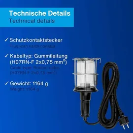 REV Ritter Arbeitsleuchte Gummi/Metall 5m Zuleitung schwarz