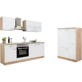 Respekta Küchenzeile Merle 300 cm Weiß-Eiche