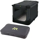 MAELSON Tiertransportbox Soft Kennel anthrazit + Lounge Mat, Hunde Transportbox mit Matratze grau 52 cm