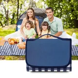 oubasang Picknickdecke wasserdicht stranddecke picknickdecke groß Faltbare Outdoor-Wanderdecke wasserdichter Boden mit Griff Blau kariert picknickdecke 200x200 für Wandern Reisen Outdoor Camping Parks