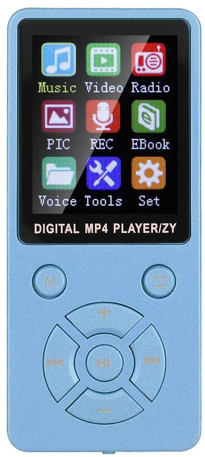 Tosuny MP3-MP4-Player, tragbarer 1,8-Zoll-HiFi-Stereoton-MP3-Musik-Player Bluetooth 4.2 Audio-Video-E-Book-Reader für MP3-MP4-Player, Taktiktasten mit acht Diagrammen(Blau)