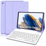 Hülle mit Tastatur für Samsung Galaxy Tab A8 10,5 2022 - Schutzhülle mit Pencil Halter Wireless Abnehmbare Tastatur (Deutsches QWERTZ) für Galaxy Tab A8 10.5 2022 (SM-X200/X205/X207),Lila