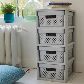 Curver Regal mit 4 Schubladen 30 x 36 x 69 cm Grau