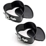 Webake Herz Springform Klein 2 Stück 11 cm Kuchenform Kleine Herz Backform Herzform Herzbackform Antihaftbeschichtet Mini Kuchen Springform aus Karbonstahl