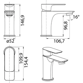 SANITOP-WINGENROTH Kylo Waschtischarmatur Schwarz