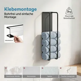 doporro Tavrin-03 Handtuchhalter ohne Bohren Schwarz
