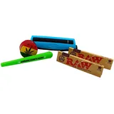 Futurola Drehmaschine King Size Rolling Machine Grinder RAW Papers raupir Geschenk Set Farbe wählbar, Farbe: Türkis/Blau
