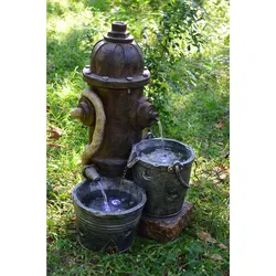 Brunnen Stein Terrasse Garten Polyresin Veranda Hydrant Pumpe Harz schwarz braun