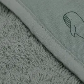 fillikid 2.tlg. Kapuzenbadetuch-Set Badetuch und Waschhandschuh 100 x 100 - Wal - Grün