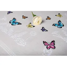 Vervaco Kreuzstich Stickpackungen Tischdecke Schmetterlingstanz Stickdecken Vorgezeichnet Basteln Erwachsene Kreativ Set Vorgedruckte Decke Sticken 80 x 80 cm Stickset DIY Sticken Set