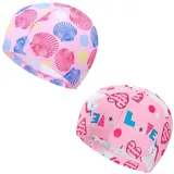 JOCXZI Badekappen für Schwimmer,für Kinder, 2 Stücke Jungen und Mädchen im Alter von 1-8 Jahren, Bequeme Passform für langes und kurzes Haar