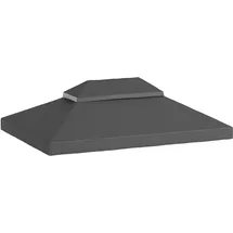 Outsunny Ersatzdach für Pavillon 3 x 4m, wasserdicht PVC Beschichtung Pavillondach, Doppeldach Ersatzbezug für Gartenpavillon, Ersatzteile aus Oxford-Stoff, 370 g/m2, Dunkelgrau