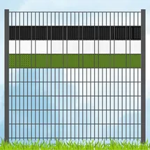 zaun|zu® Sichtschutz Vereinsfarben Schwarz/Weiß/Grün Volle Streifenbreite Gelocht