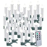 Lunartec LED: 30er-Set LED-Weihnachtsbaumkerzen mit Fernbedienung und Timer, Silber