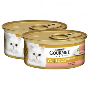 Gourmet Gold Mousse met zalm + tonijn combipack kattenvoer  48 x 85 g