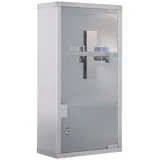 STILVORA Medizinschrank aus Edelstahl Silber 25x12x48 cm abschließbar mit Glastür 3 Fächer Wandmontage für geordnete Aufbewahrung