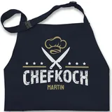 Kinderschürze Schürze Kinder Jungen Mädchen - Kochschürze - Chefkoch mit Namen - Geschenk für Koch Hobbykoch Weihnachten Geburtstag Vatertag - 7-14 Jahre - Navy Blau - kinderkochschürze kochen - 7-13 Jahre