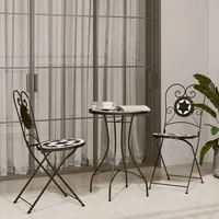 vidaXL Mosaik-Bistro-Set Schwarz und Weiß Eisen und Keramik