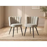 Stuhl 6er-Set - Samt & Schwarzes Metall - Beige - PRANILA  von Pascal MORABITO