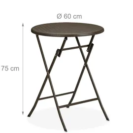 Relaxdays Gartentisch Rattan-Optik Ø 60 x 75 cm Braun