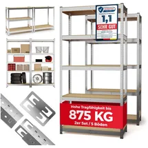 GENTOR Lagerregal Metall 180x90x40 cm silberfarben 5 Böden