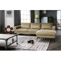 KAWOLA Sofa BLOOM Recamiere rechts Leder olivgrün,