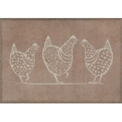 Fußmatte TURTLE MAT "Hens", braun, B:60cm H:9mm L:85cm, Baumwolle, Teppiche