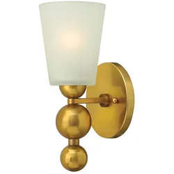 Wandlampe Leuchte Stahl Glas Messing H 29,8 cm Flurleuchte Treppenlampe