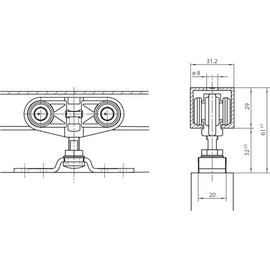 GEZE Schiebetürbeschlag 80 NT Flügelbreite 50-92cm