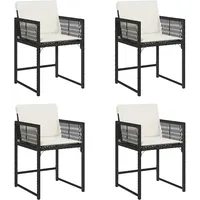 VidaXL Gartenstühle mit Kissen 4 Stk. Schwarz Poly Rattan