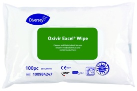 Diversey Oxivir® Excel Wipe Desinfektionstücher , Gebrauchsfertige Reinigungstücher auf Basis der patentierten AHP-Technologie, 1 Packung = 100 Tücher