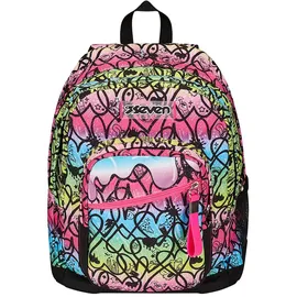 Seven Rucksack, gepolsterter Schulranzen für Schule, Sport und Freizeit, Geräumige Schultasche für Teenager, Mädchen und Jungen, mit Trinkflaschenfach, mehrfarbig