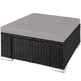 Tectake Rattan-Sitzhocker 53 x 53 x 26 cm schwarz/grau